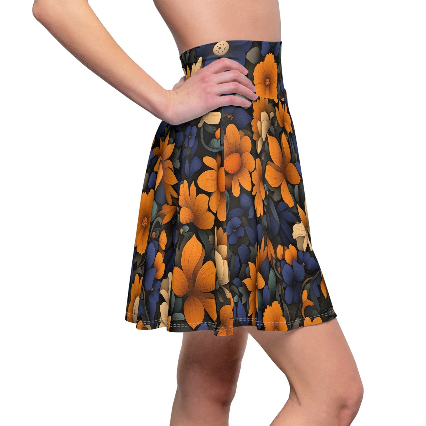 Midnight Garden Blossoms - Skater Skirt