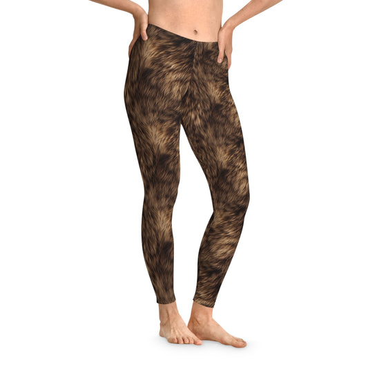 Grizzly Fur Print Stretchy Leggings