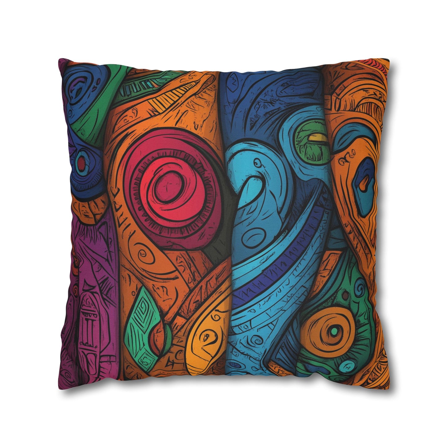 Tribal Rhythms- Square Polyester Pillowcase