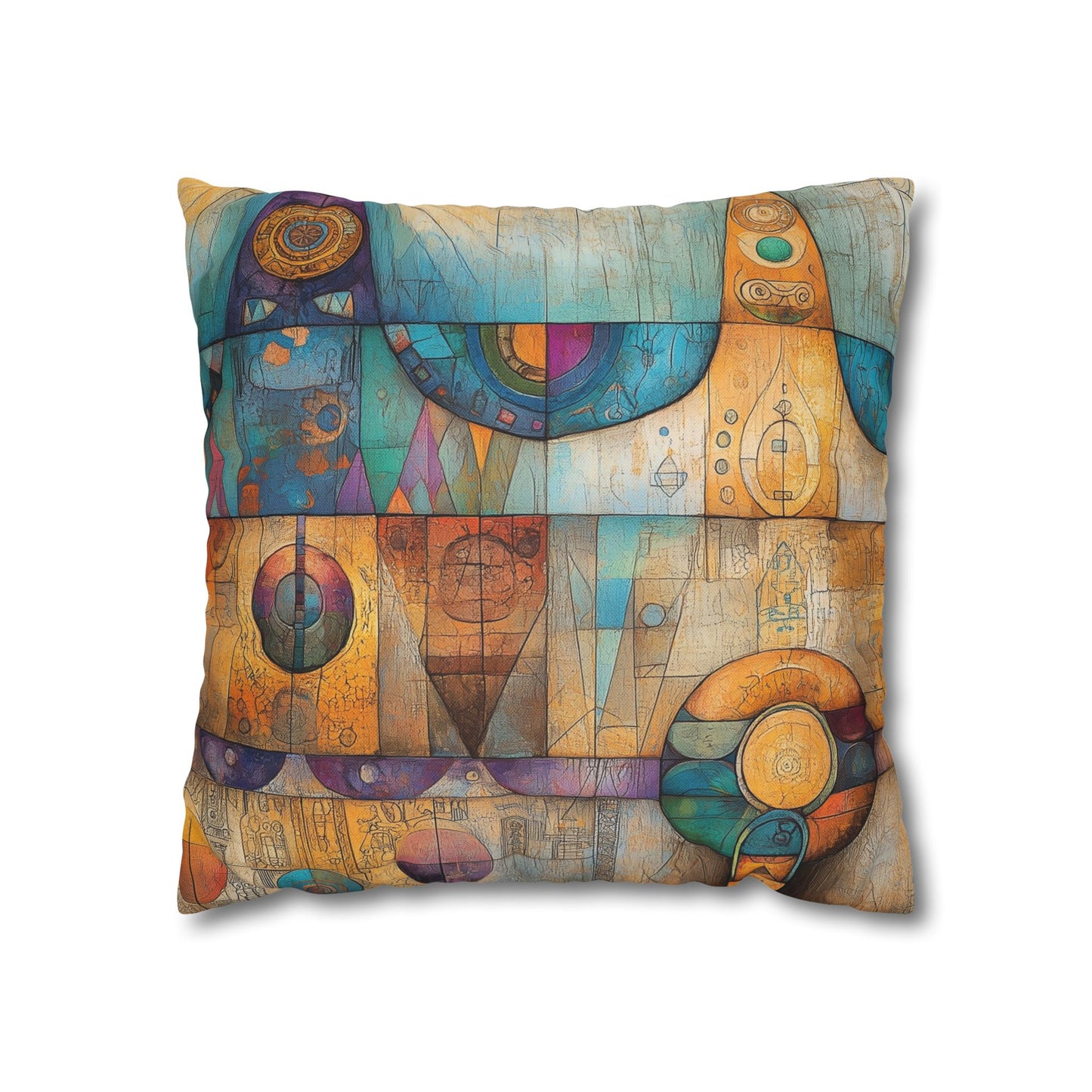 Cosmic Hieroglyphs- Square Polyester Pillowcase