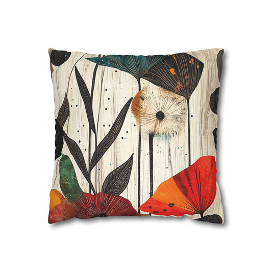 Vibrant Botanicals - Square Polyester Pillowcase