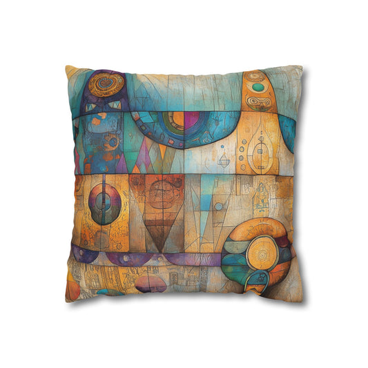 Cosmic Hieroglyphs- Square Polyester Pillowcase