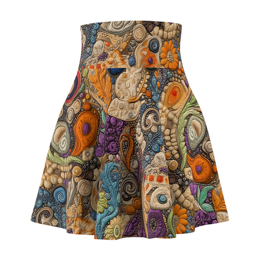 Kaleidoscopic Clay Dreams Skater Skirt