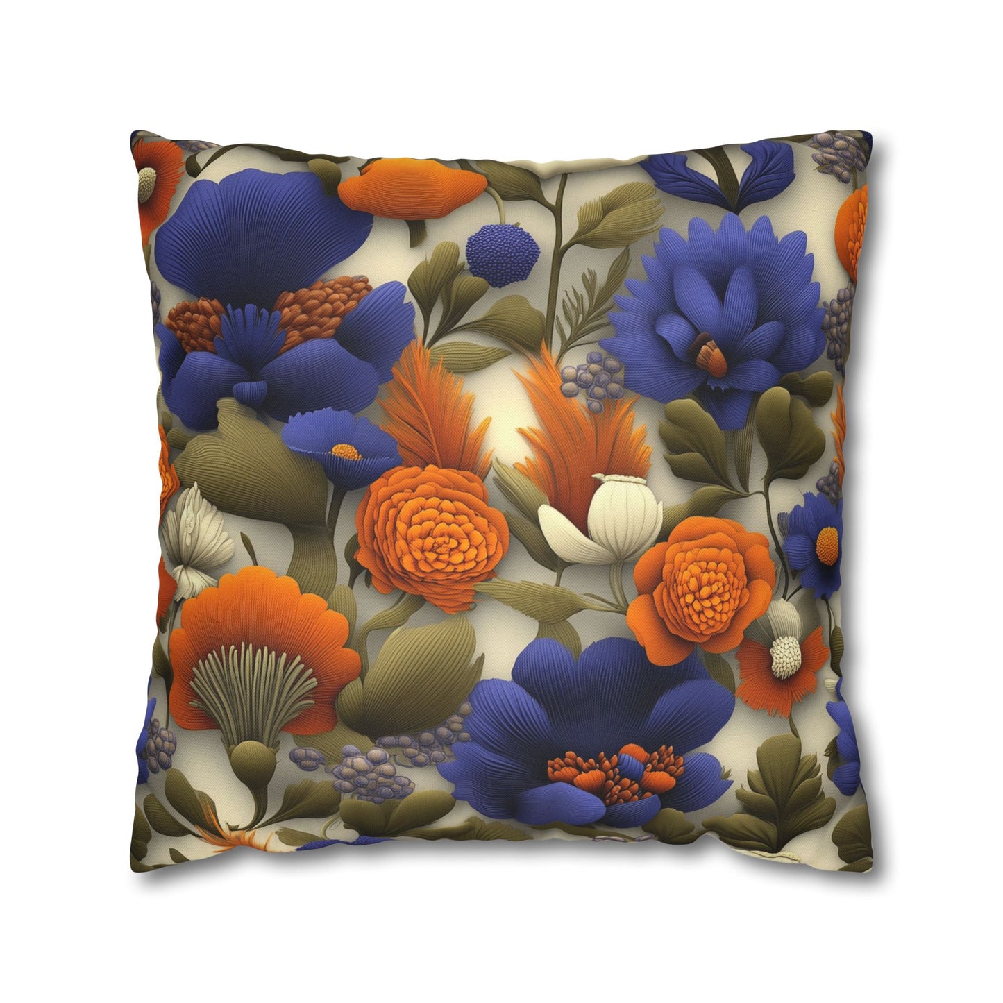 Vibrant Floral Fantasy- Square Polyester Pillowcase