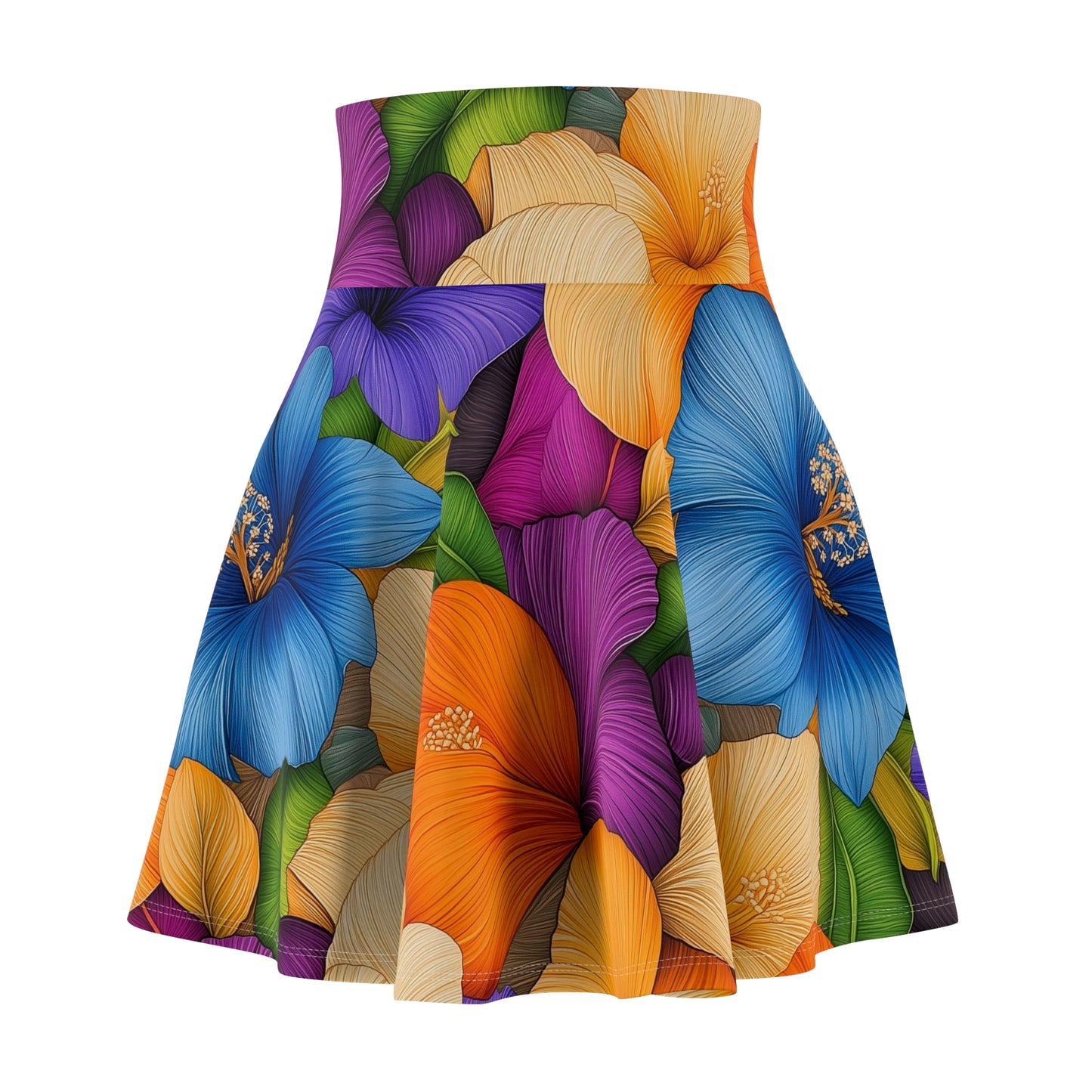 Vibrant Petal Symphony - Skater Skirt