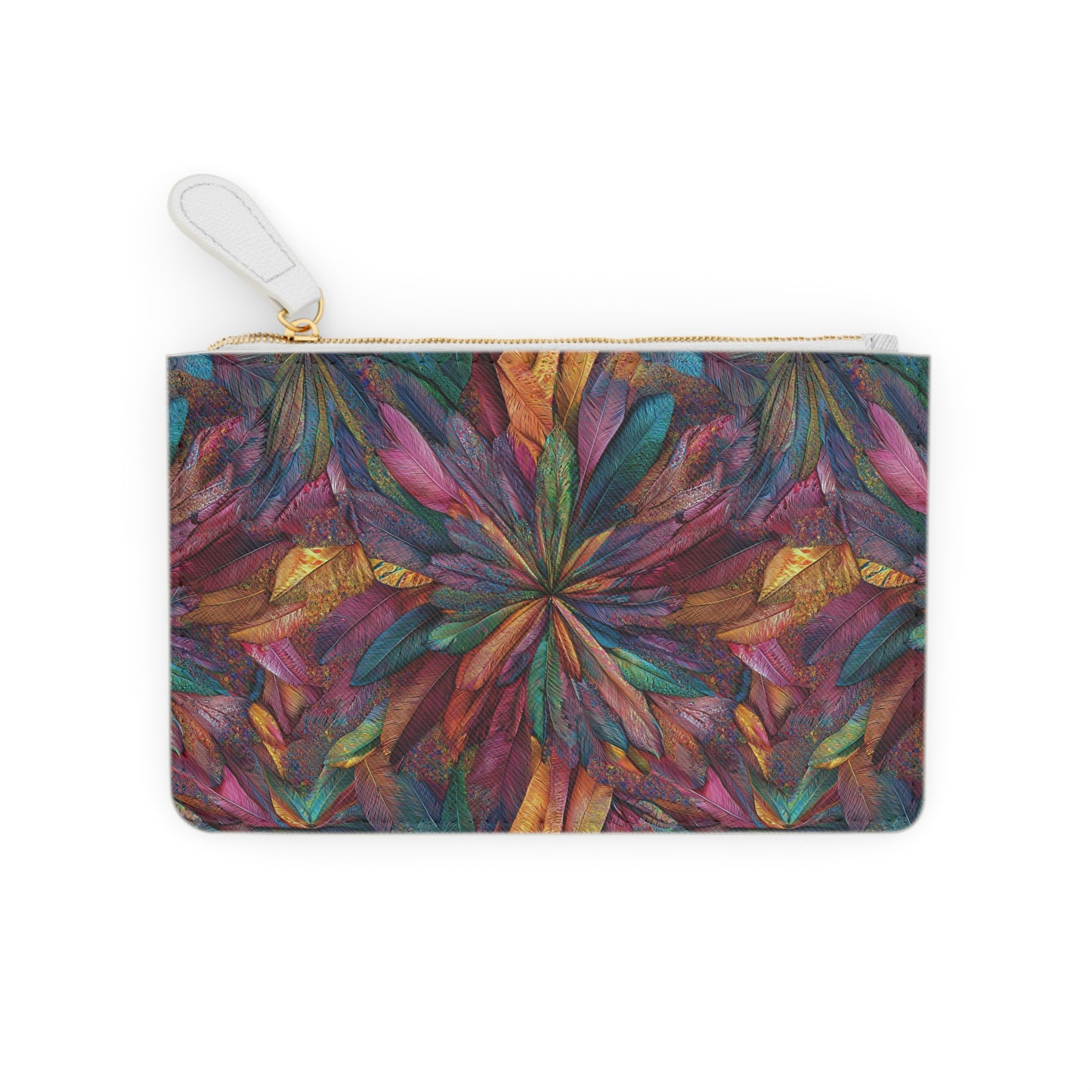 Humming Bird Feather Mandala Mini Clutch Bag