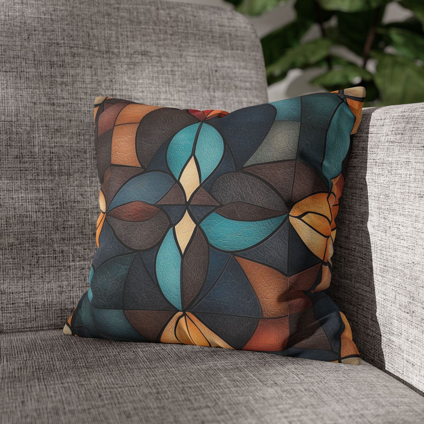 Stained Glass Symphony - Square Polyester Pillowcase