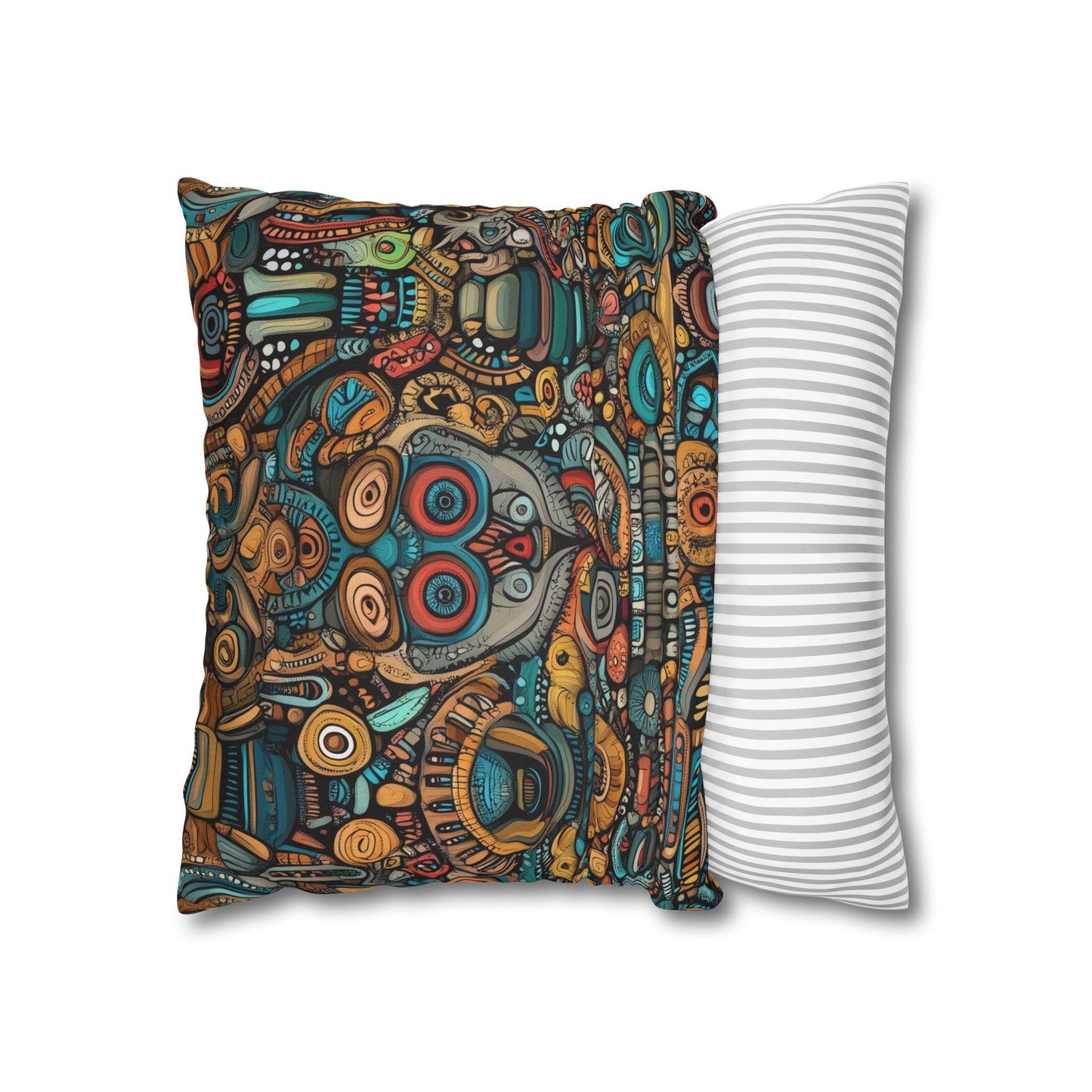 Tribal Kaleidoscope - Square Polyester Pillowcase