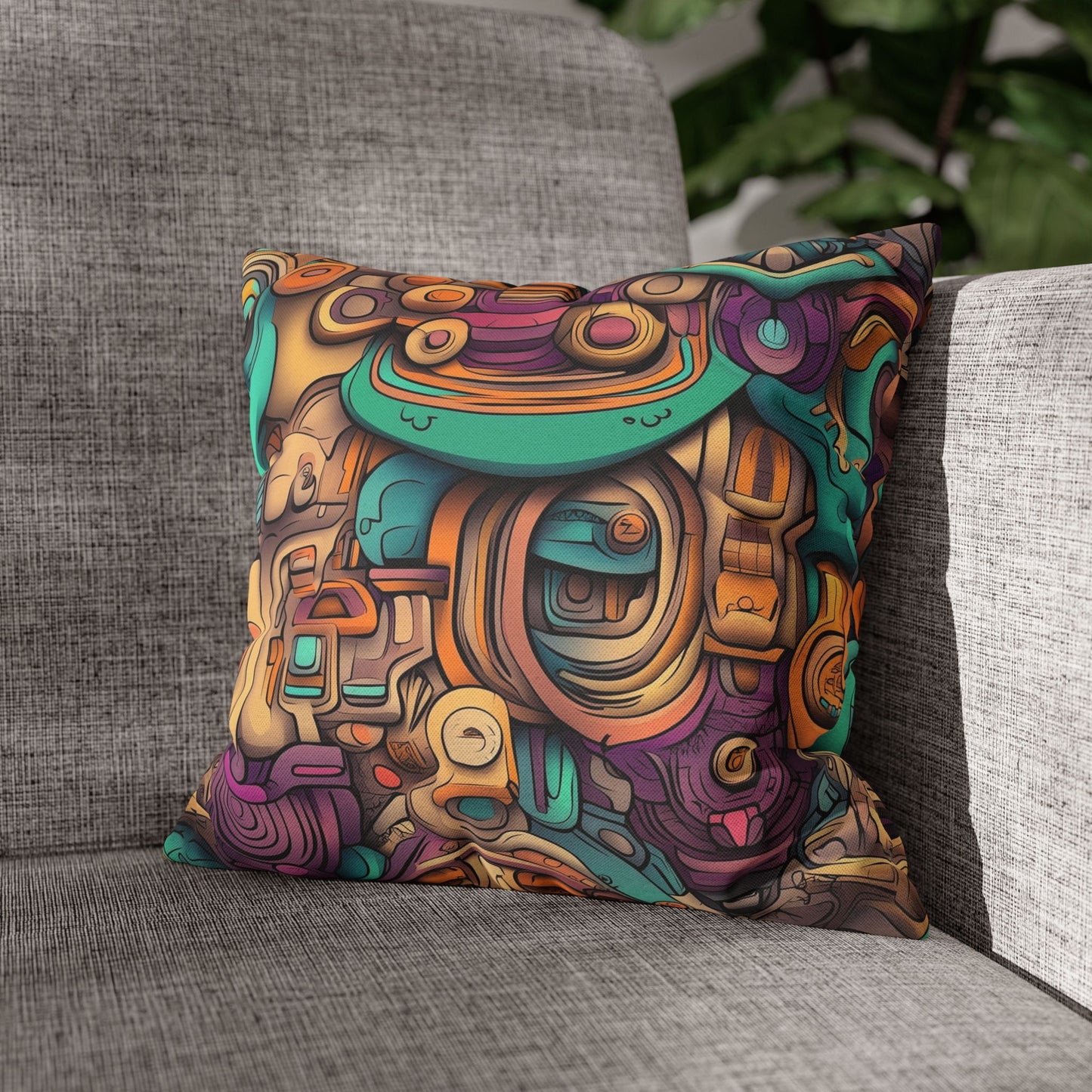 Psychedelic Dreamscape- Square Polyester Pillowcase