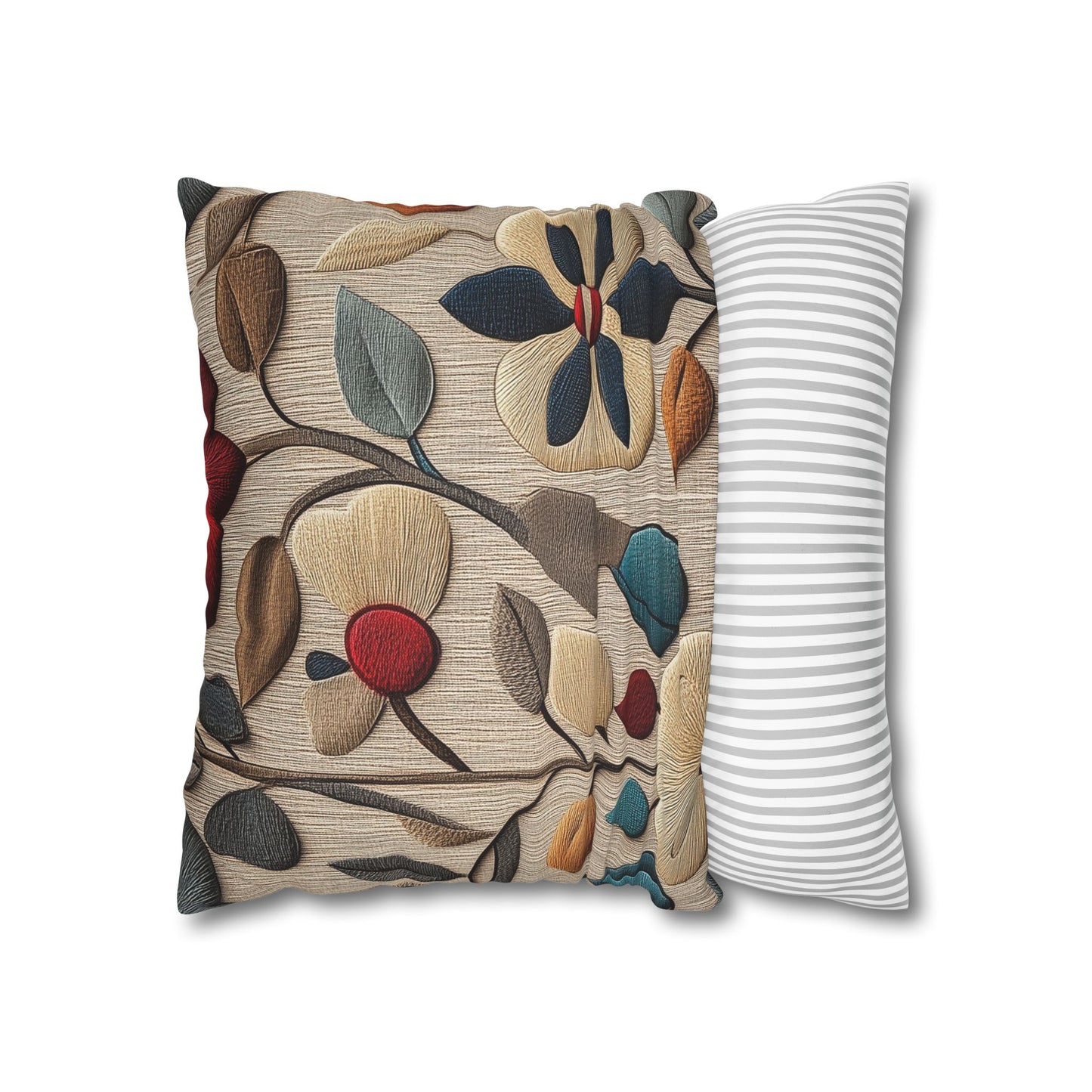 Blooming Folk - Square Polyester Pillowcase