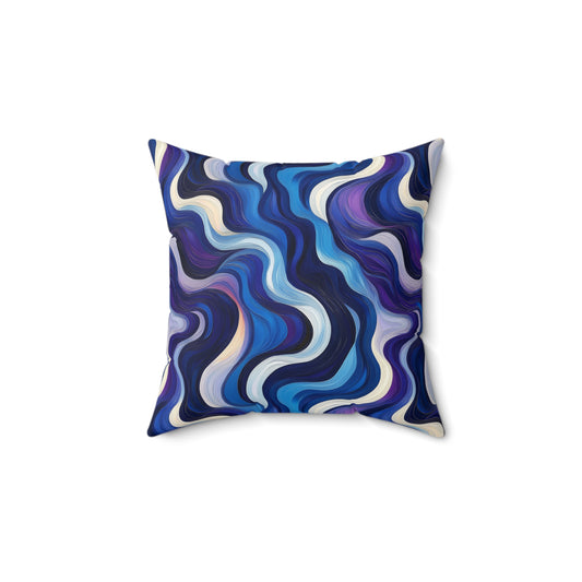 Blue Swirlino Polyester Pillow 2