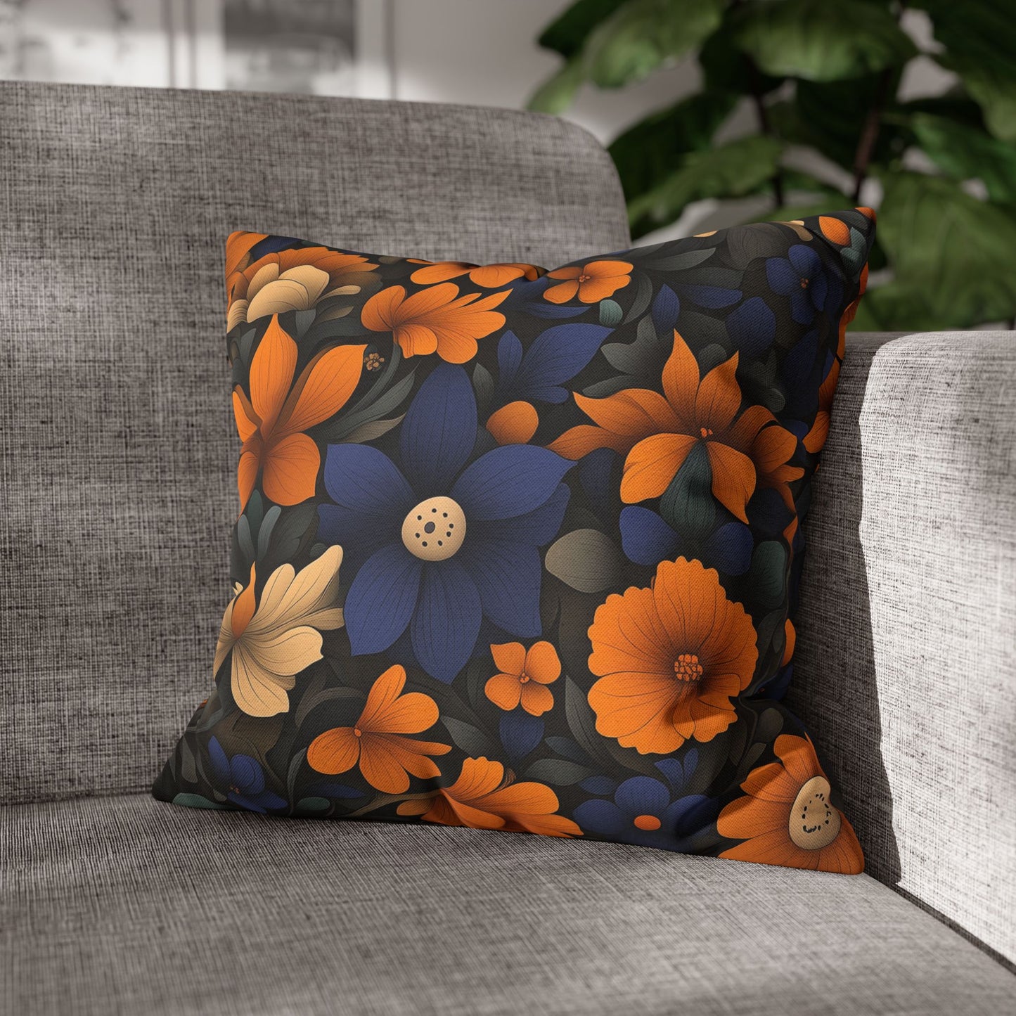 Midnight Blossom- Square Polyester Pillowcase