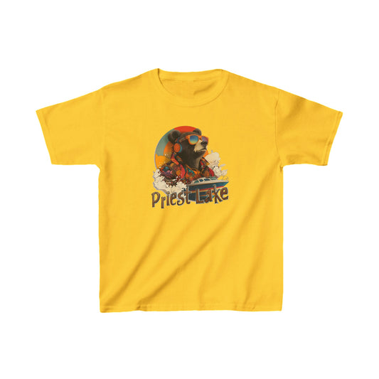 Priest Lake Boat Bear 1 Kids T-shirt