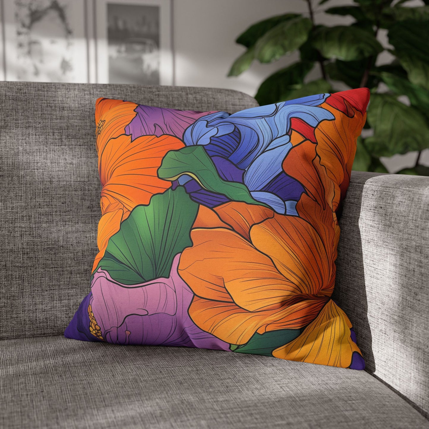 Tropical Kaleidoscope- Square Polyester Pillowcase