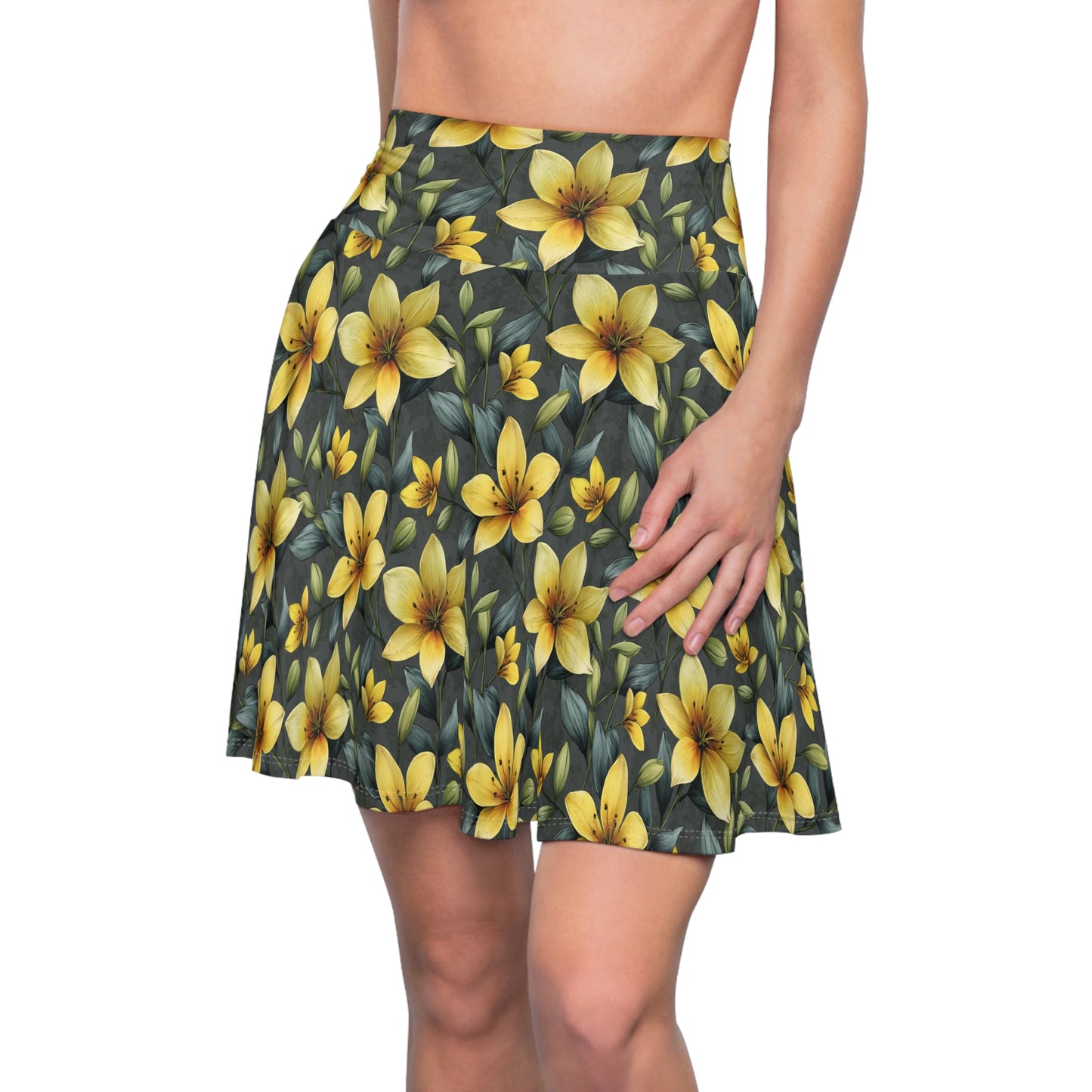 Golden Floral Skater Skirt