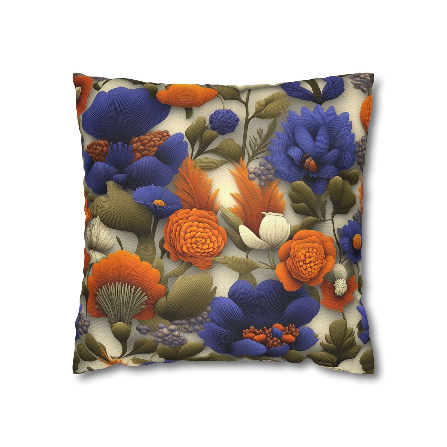 Vibrant Floral Fantasy- Square Polyester Pillowcase