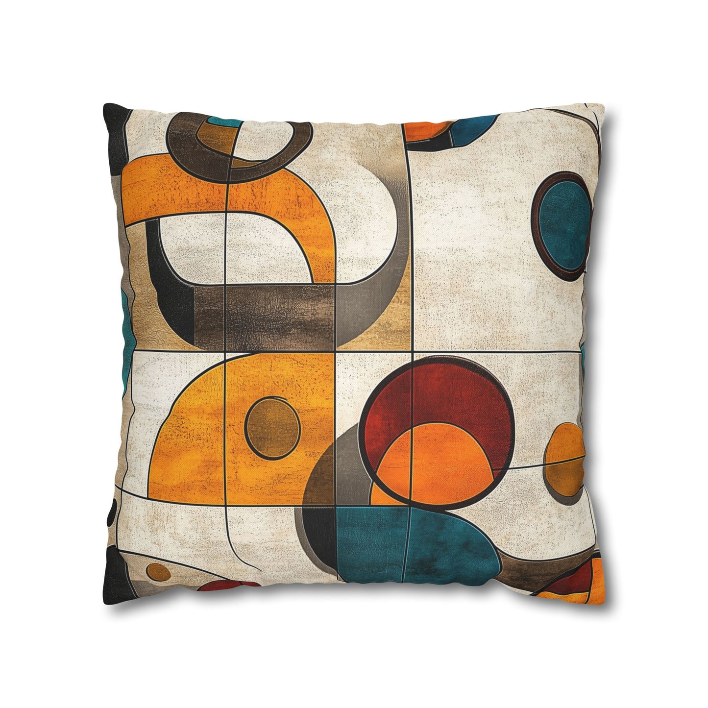 Retro Circles - Square Polyester Pillowcase