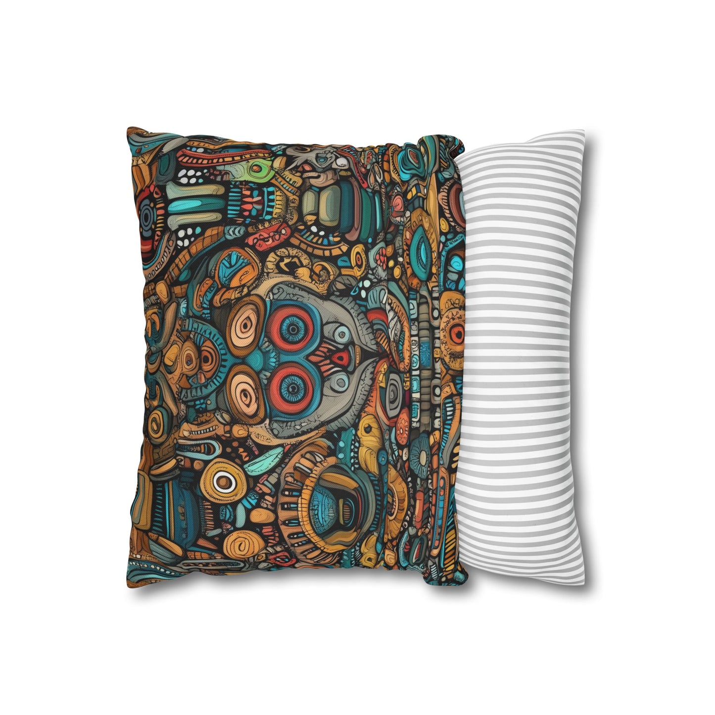 Tribal Kaleidoscope - Square Polyester Pillowcase