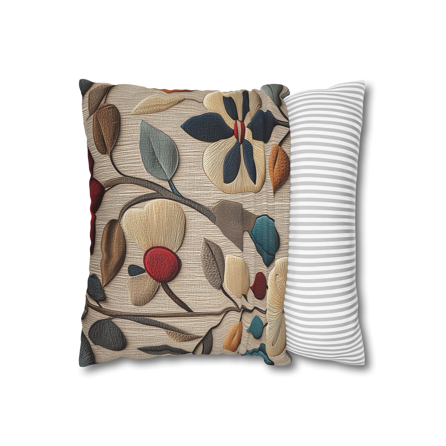 Blooming Folk - Square Polyester Pillowcase