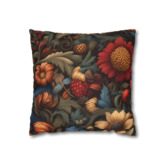 Floral Fantasy - Square Polyester Pillowcase