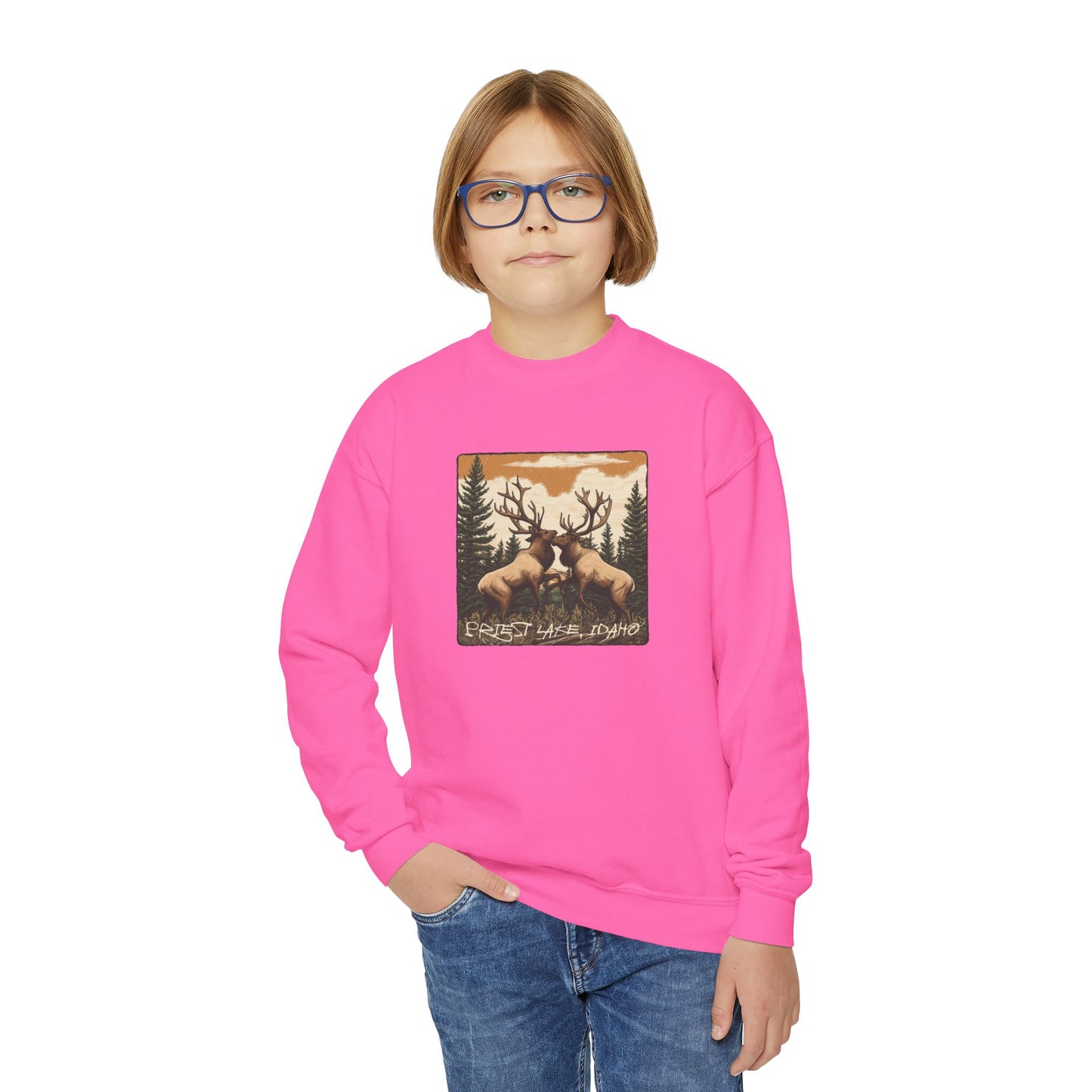 Priest Lake Elk Youth Crewneck Sweatshirt