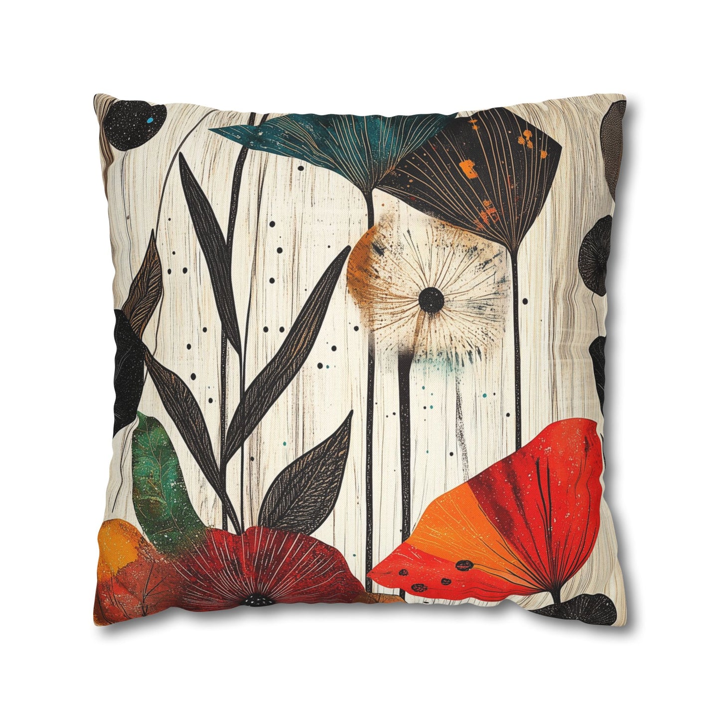 Vibrant Botanicals - Square Polyester Pillowcase