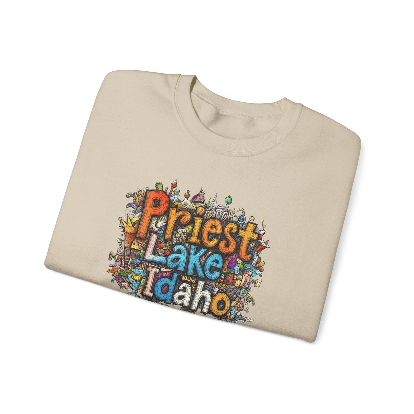 Priest Lake Idaho Fun Heavy Blend™ Crewneck Sweatshirt