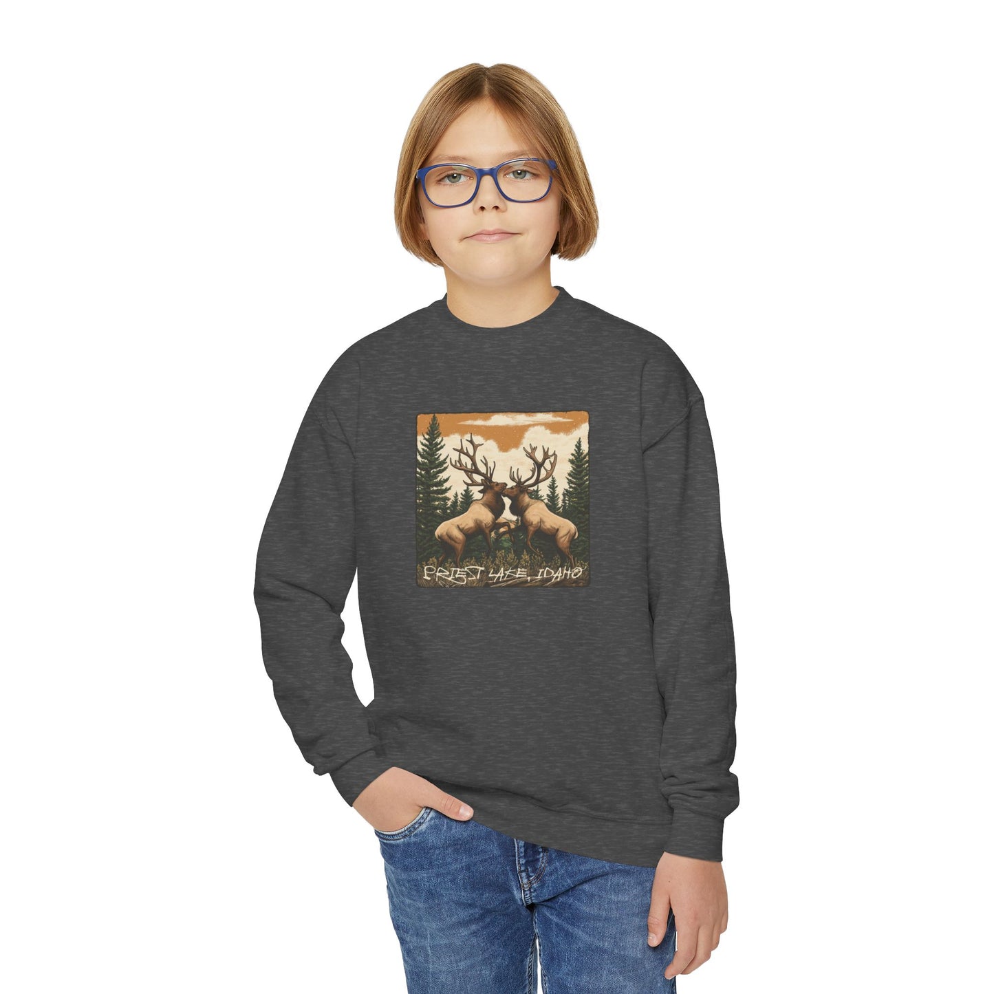 Priest Lake Elk Youth Crewneck Sweatshirt