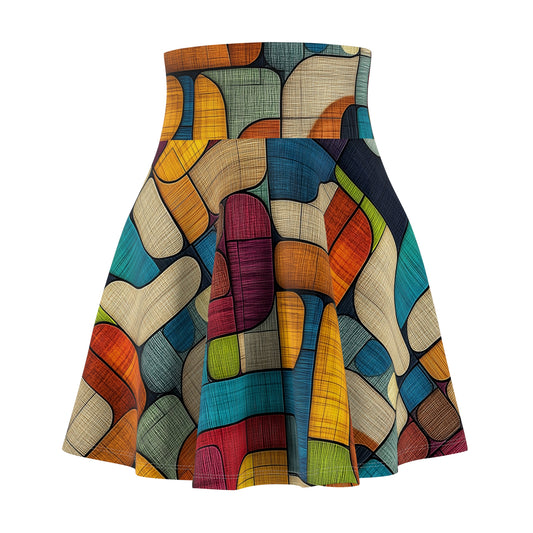 Vibrant Puzzle Skater Skirt