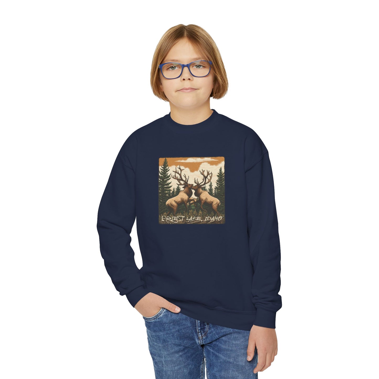 Priest Lake Elk Youth Crewneck Sweatshirt