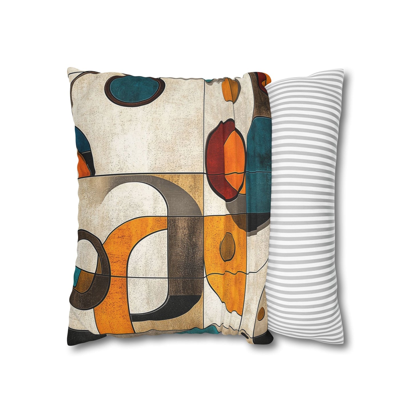 Retro Circles - Square Polyester Pillowcase