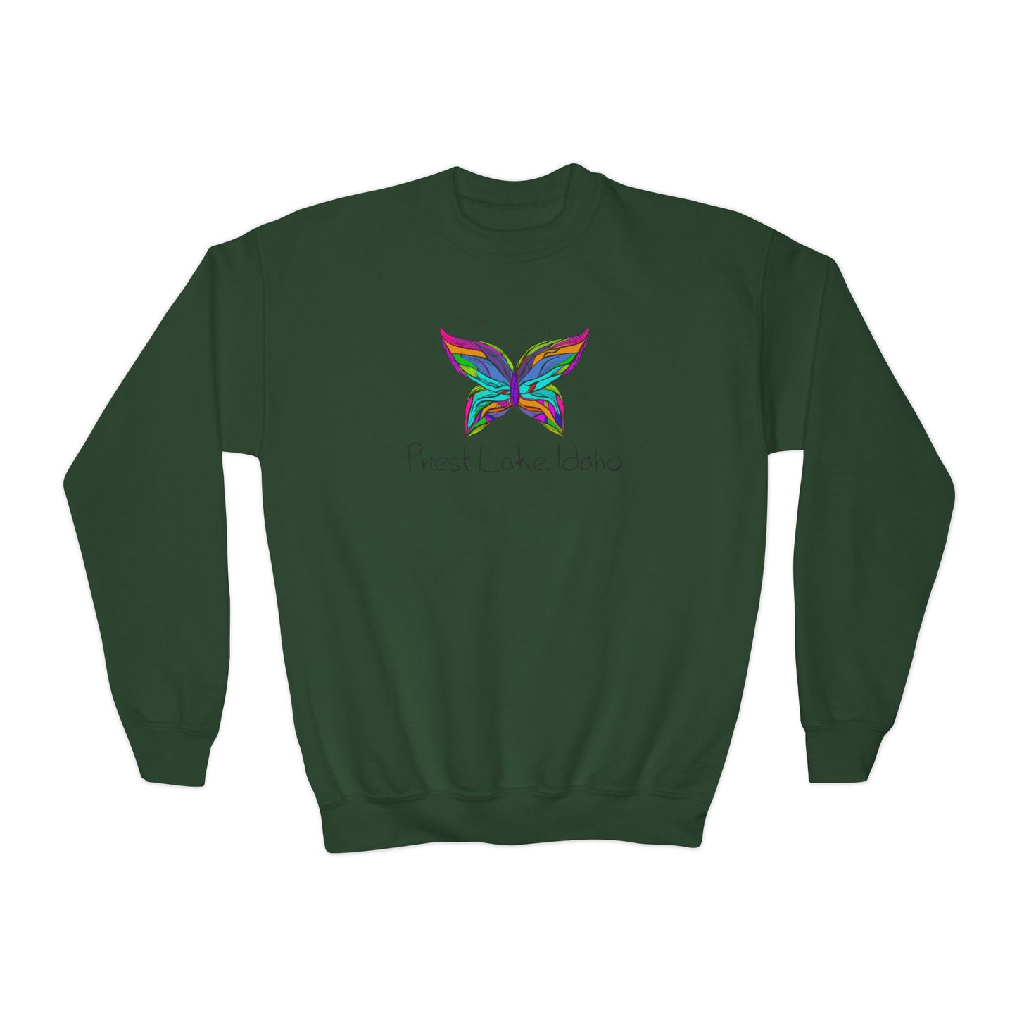 Priest Lake Butterfly Youth Crewneck Sweatshirt