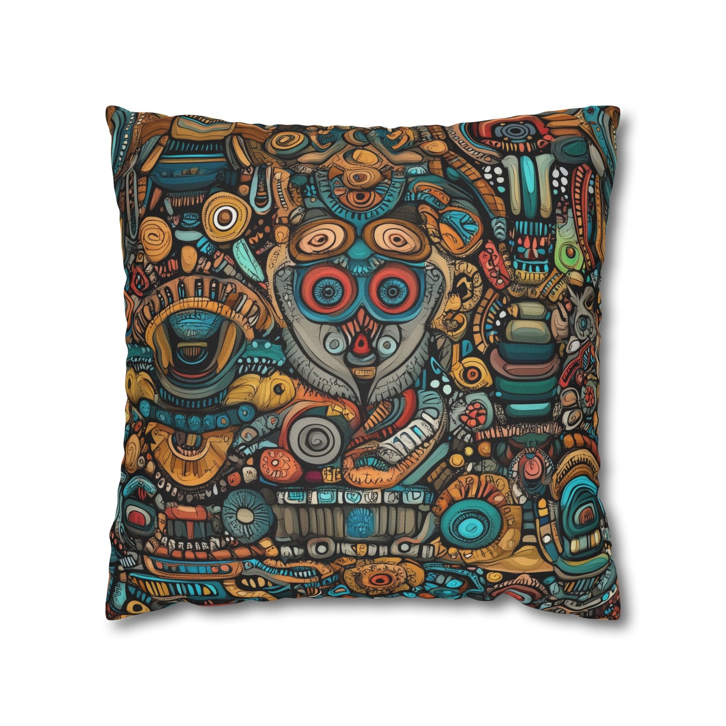 Tribal Kaleidoscope - Square Polyester Pillowcase