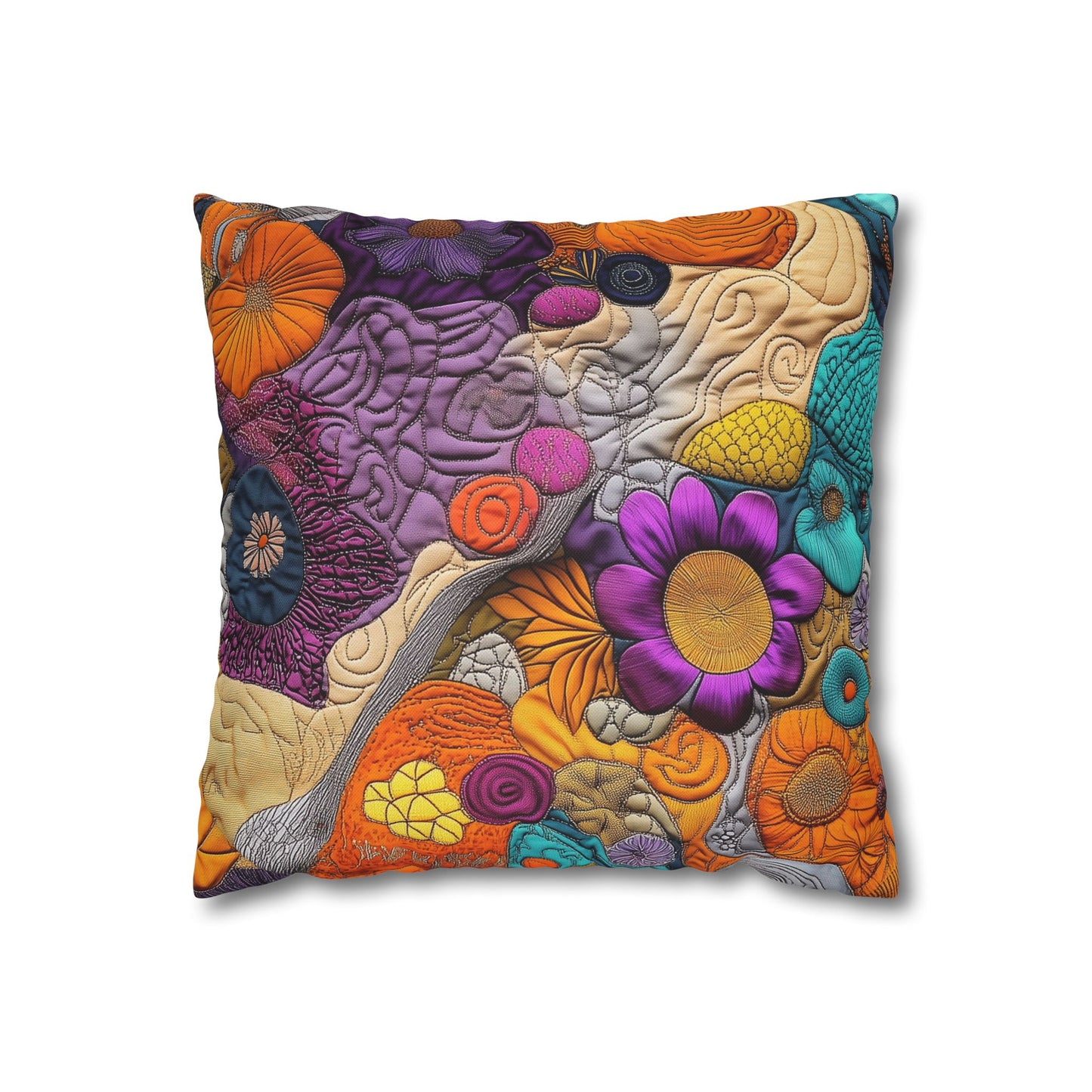 Floral Tapestry Delight- Square Polyester Pillowcase