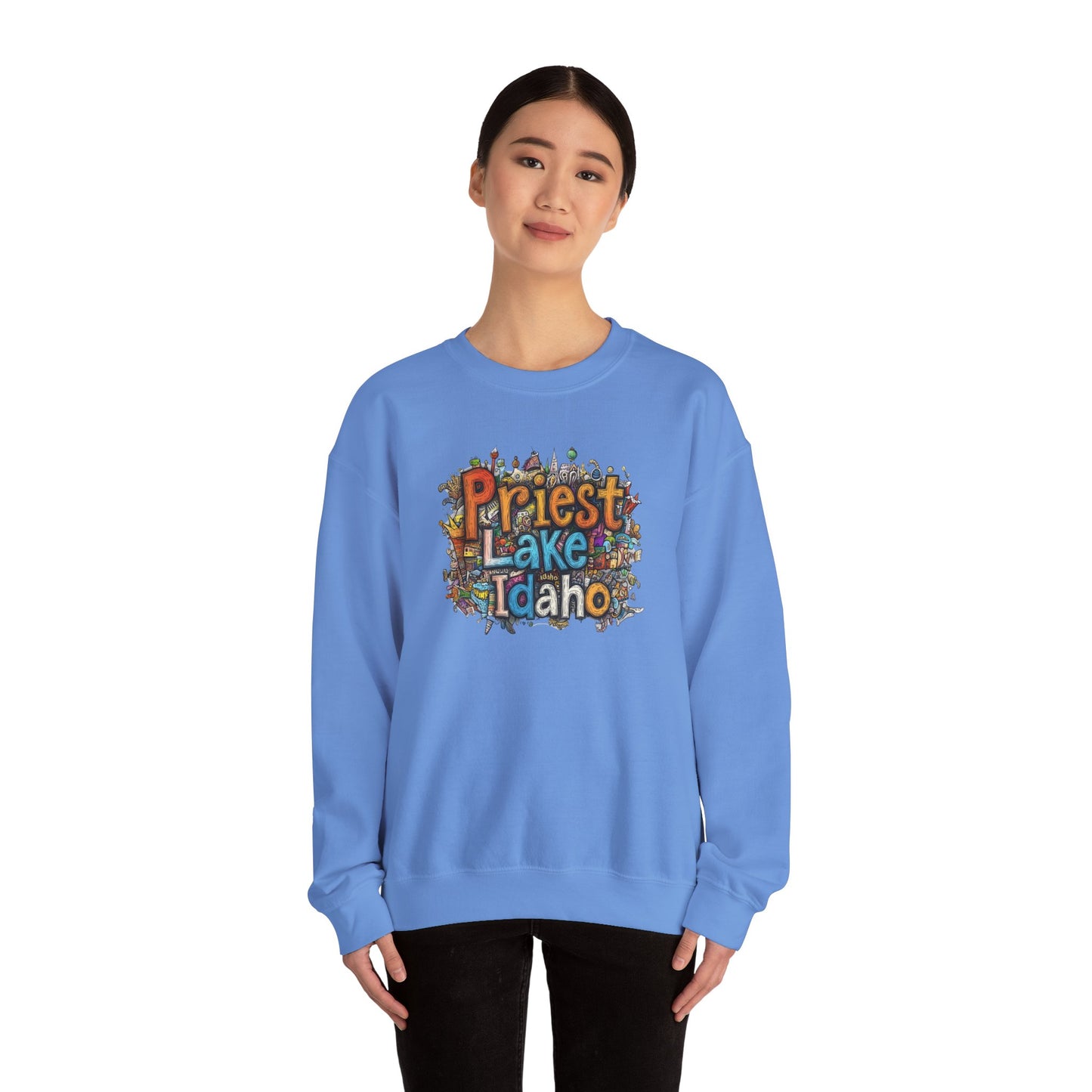 Priest Lake Idaho Fun Heavy Blend™ Crewneck Sweatshirt