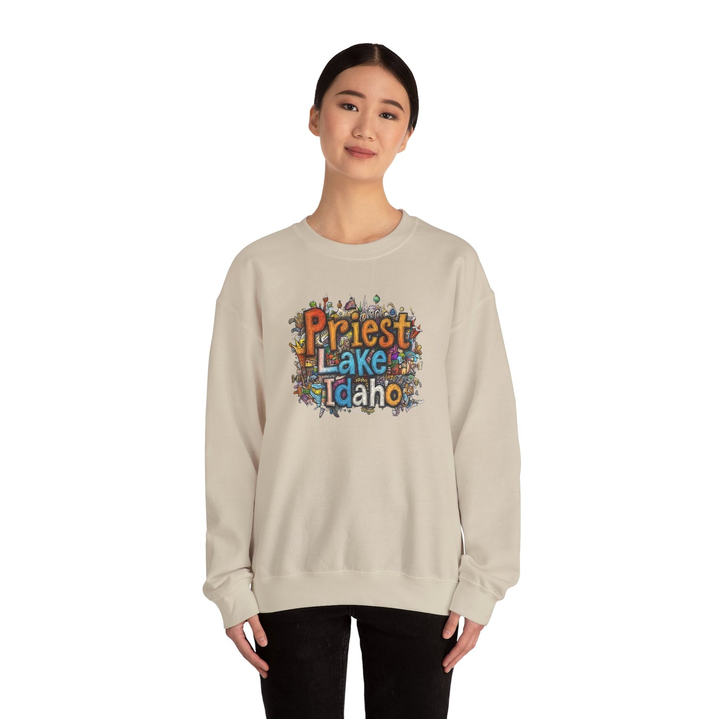 Priest Lake Idaho Fun Heavy Blend™ Crewneck Sweatshirt