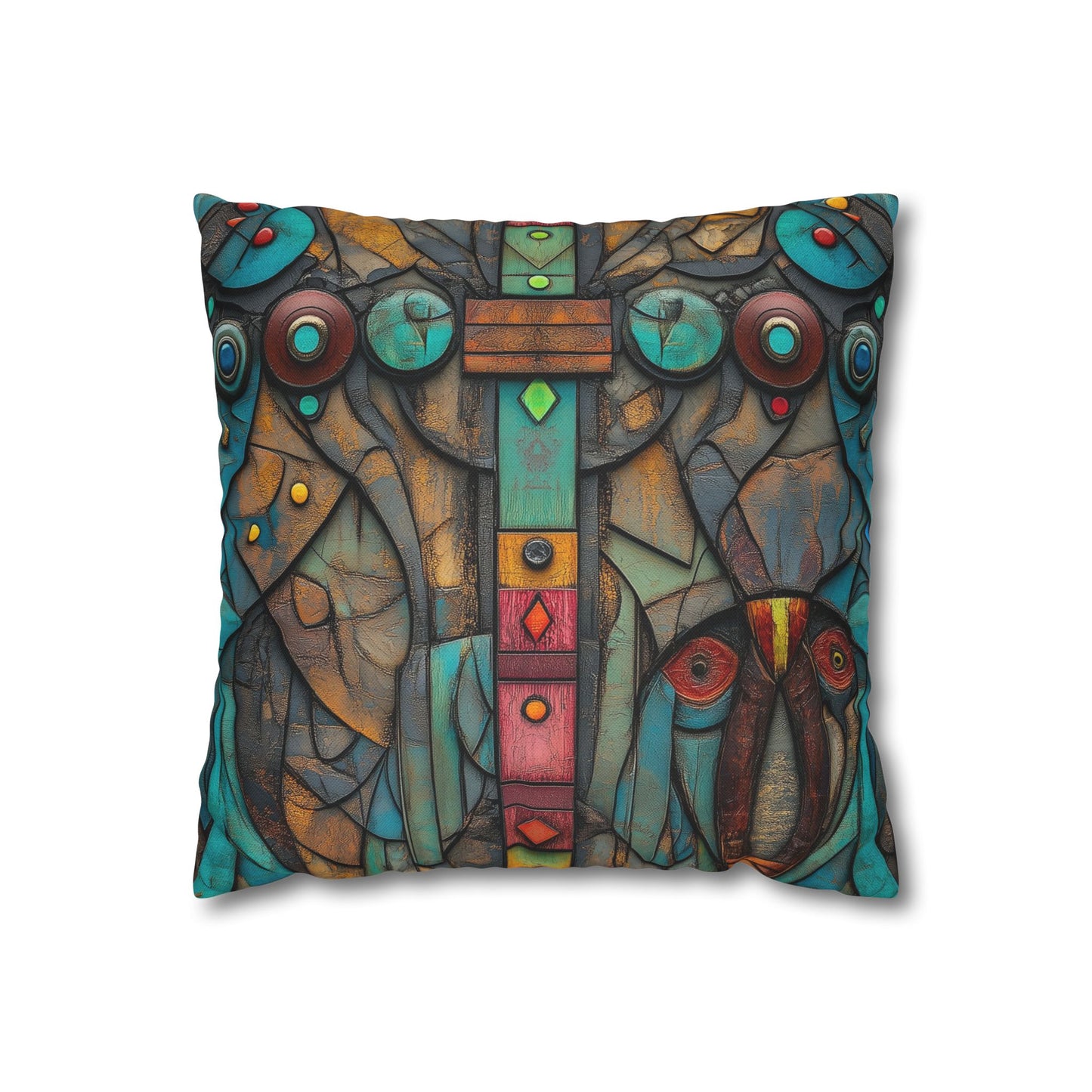 Turquoise Mosaic Dreams - Square Polyester Pillowcase