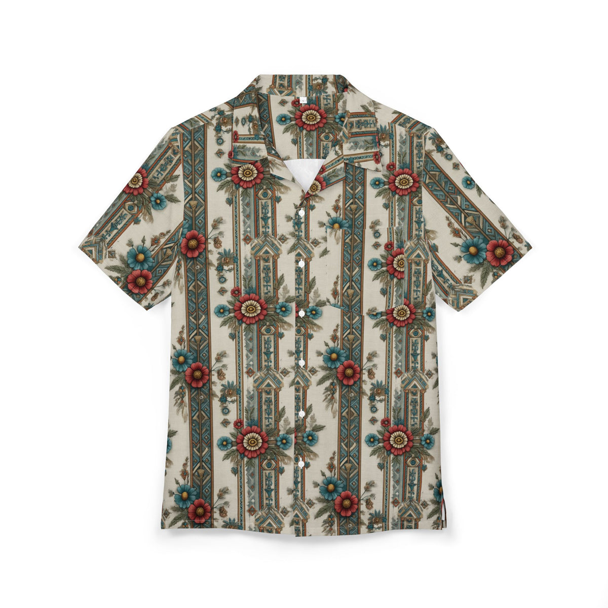 Copy of Vintage Floral Hawaiian Shirt — Teal & Maroon Aloha Button-Down