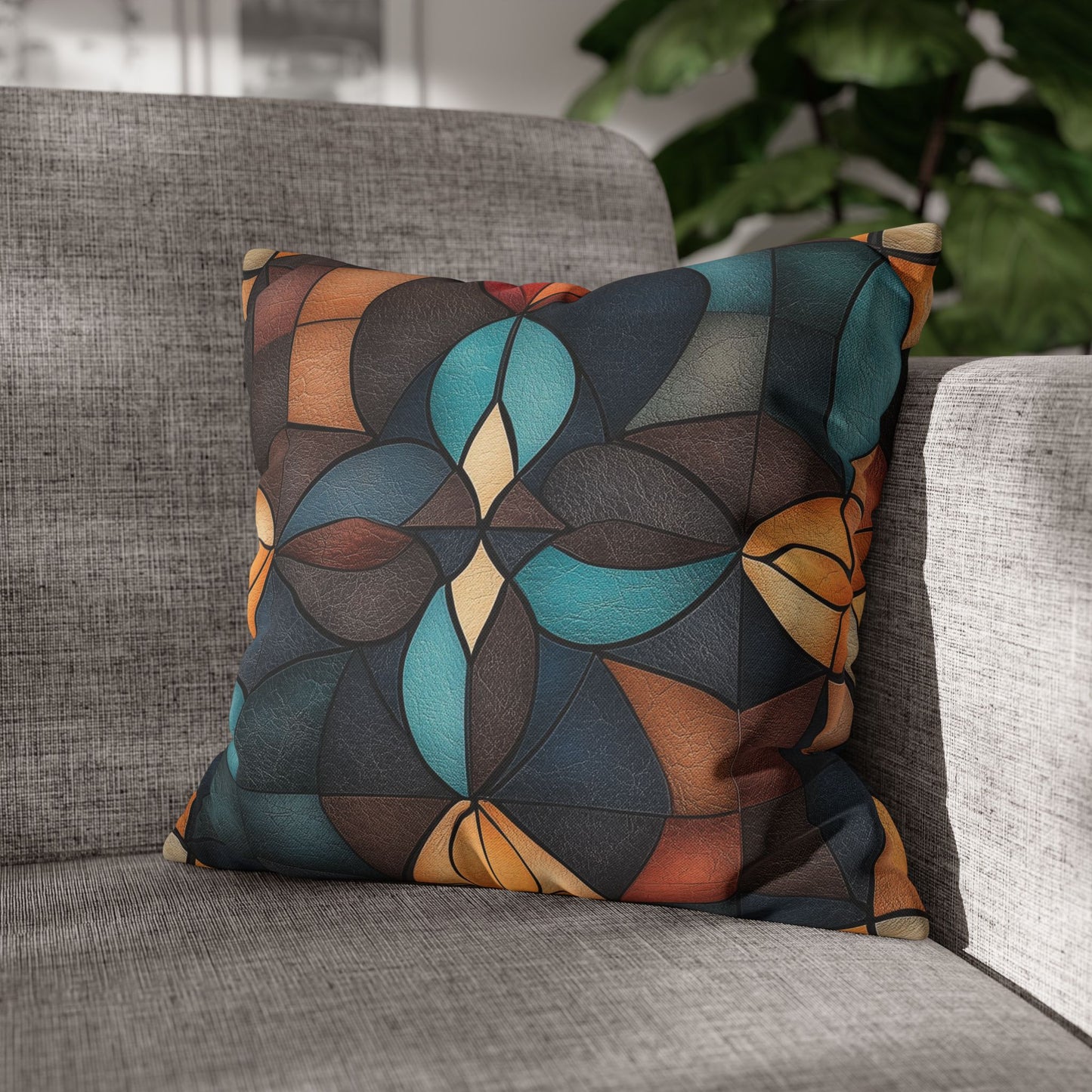 Stained Glass Symphony - Square Polyester Pillowcase