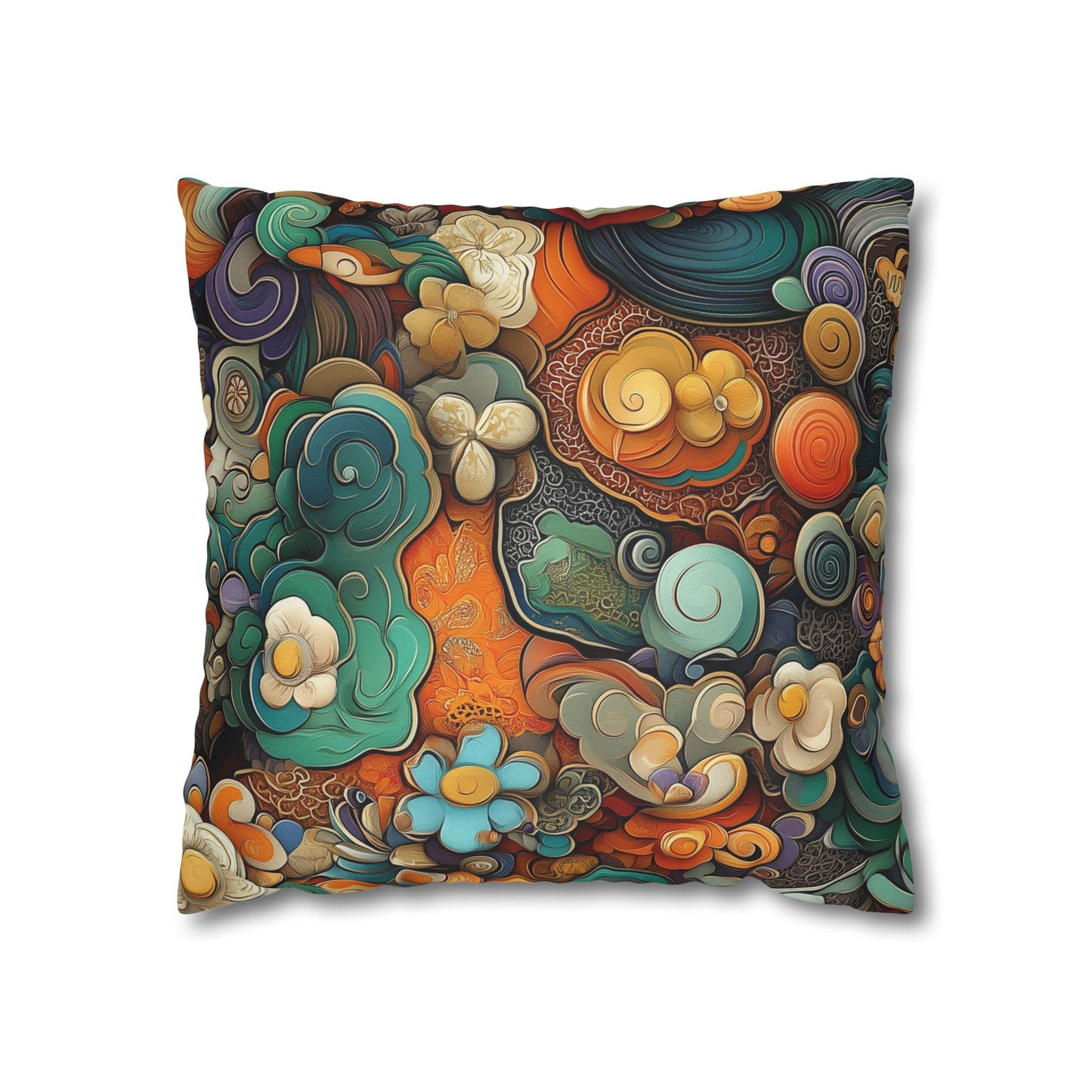 Psychedelic Swirls - Square Polyester Pillowcase