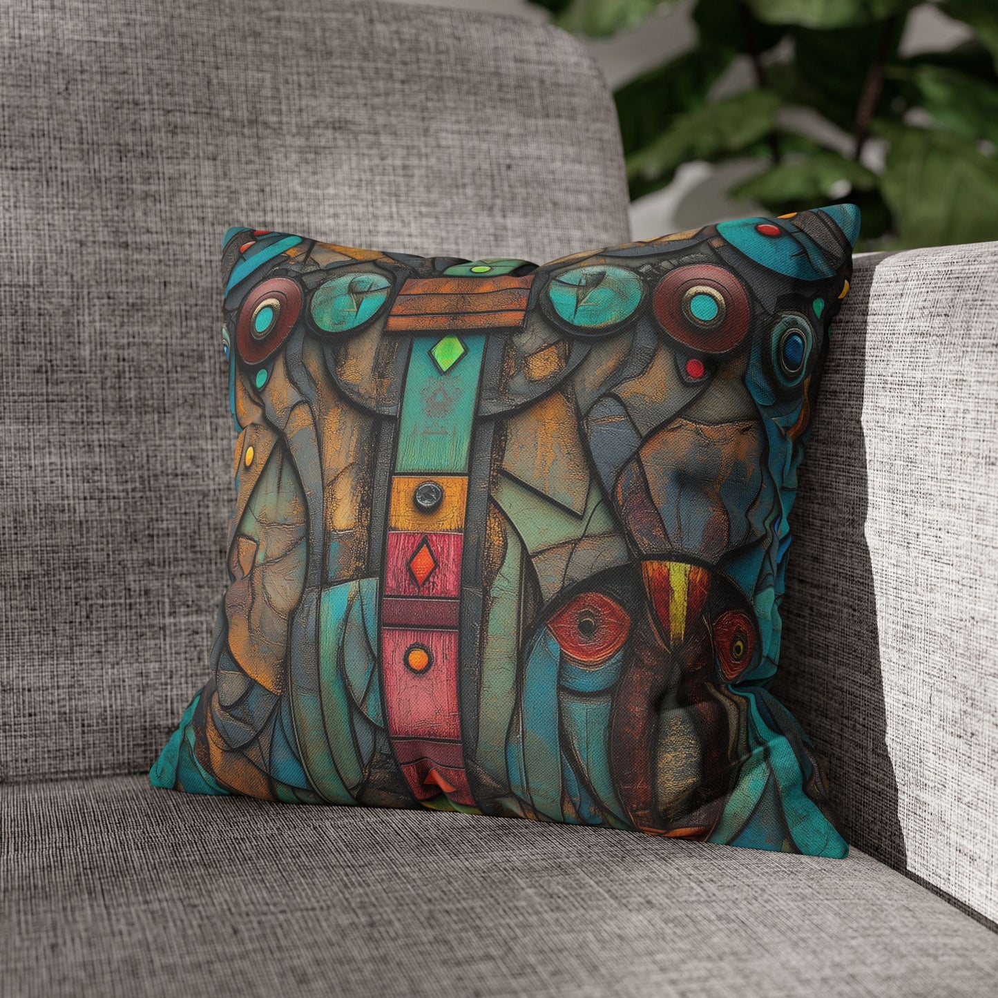 Turquoise Mosaic Dreams - Square Polyester Pillowcase