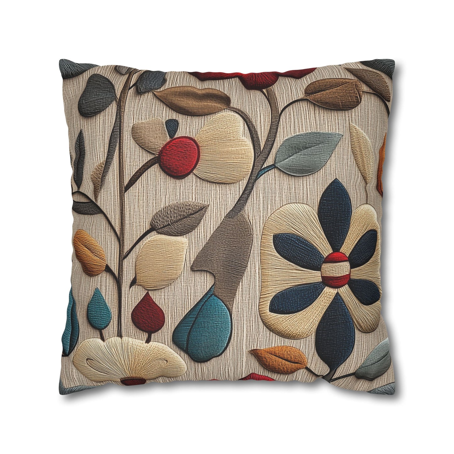 Blooming Folk - Square Polyester Pillowcase