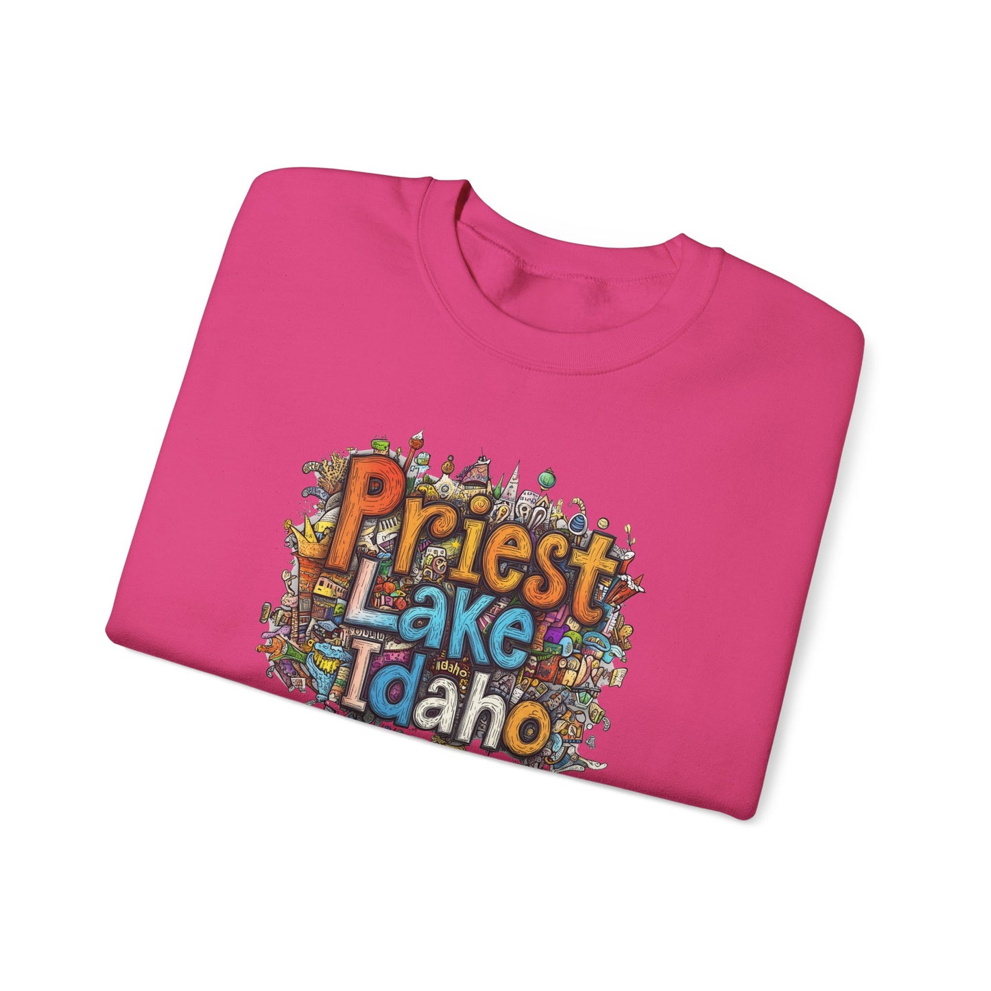 Priest Lake Idaho Fun Heavy Blend™ Crewneck Sweatshirt