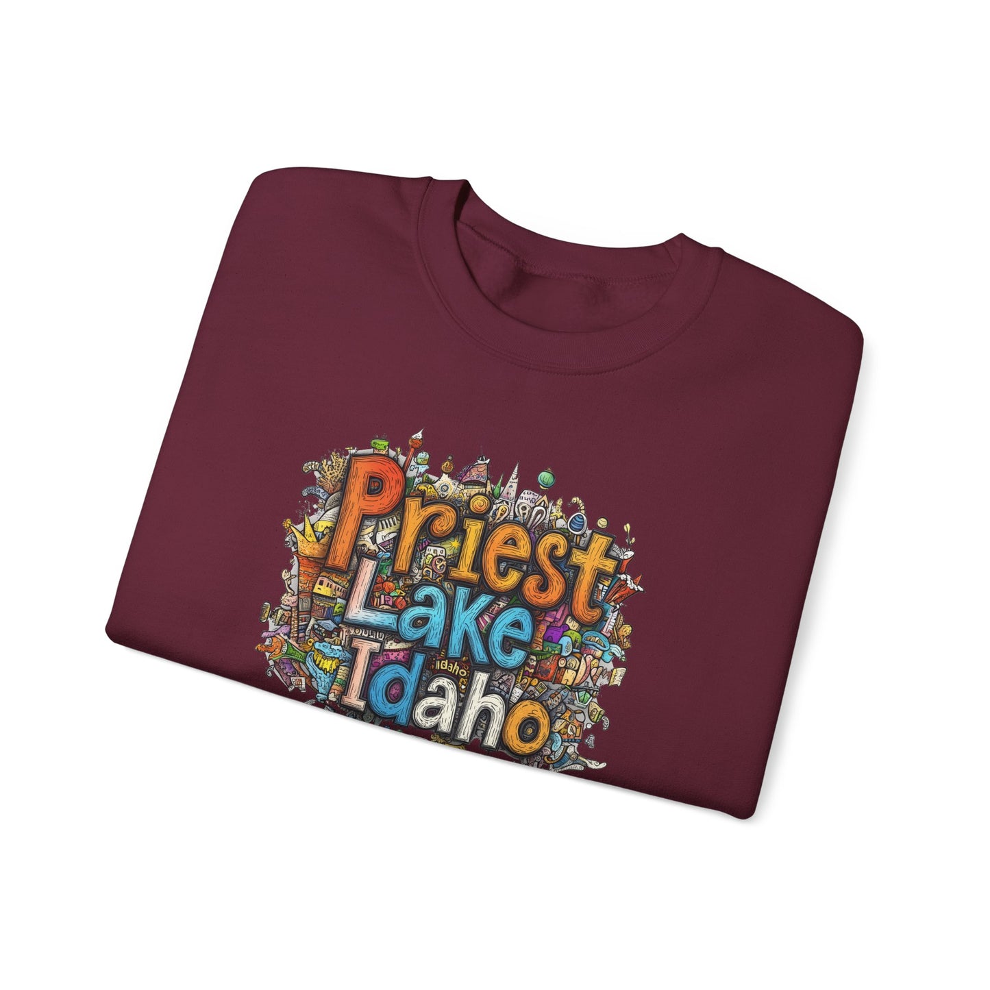 Priest Lake Idaho Fun Heavy Blend™ Crewneck Sweatshirt