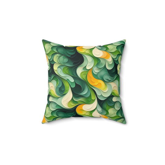 Green Swirlino Polyester Pillow  3