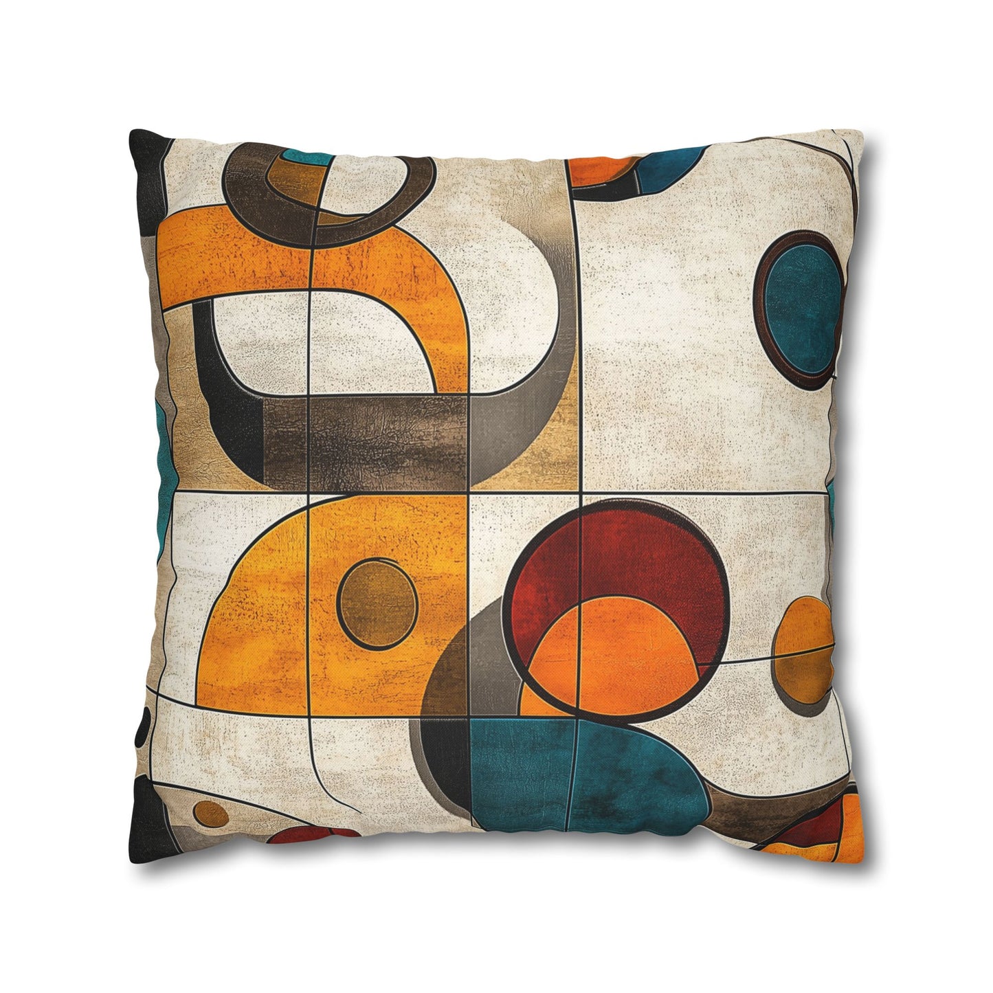 Retro Circles - Square Polyester Pillowcase