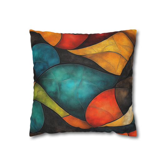 Chromatic Curves - Square Polyester Pillowcase