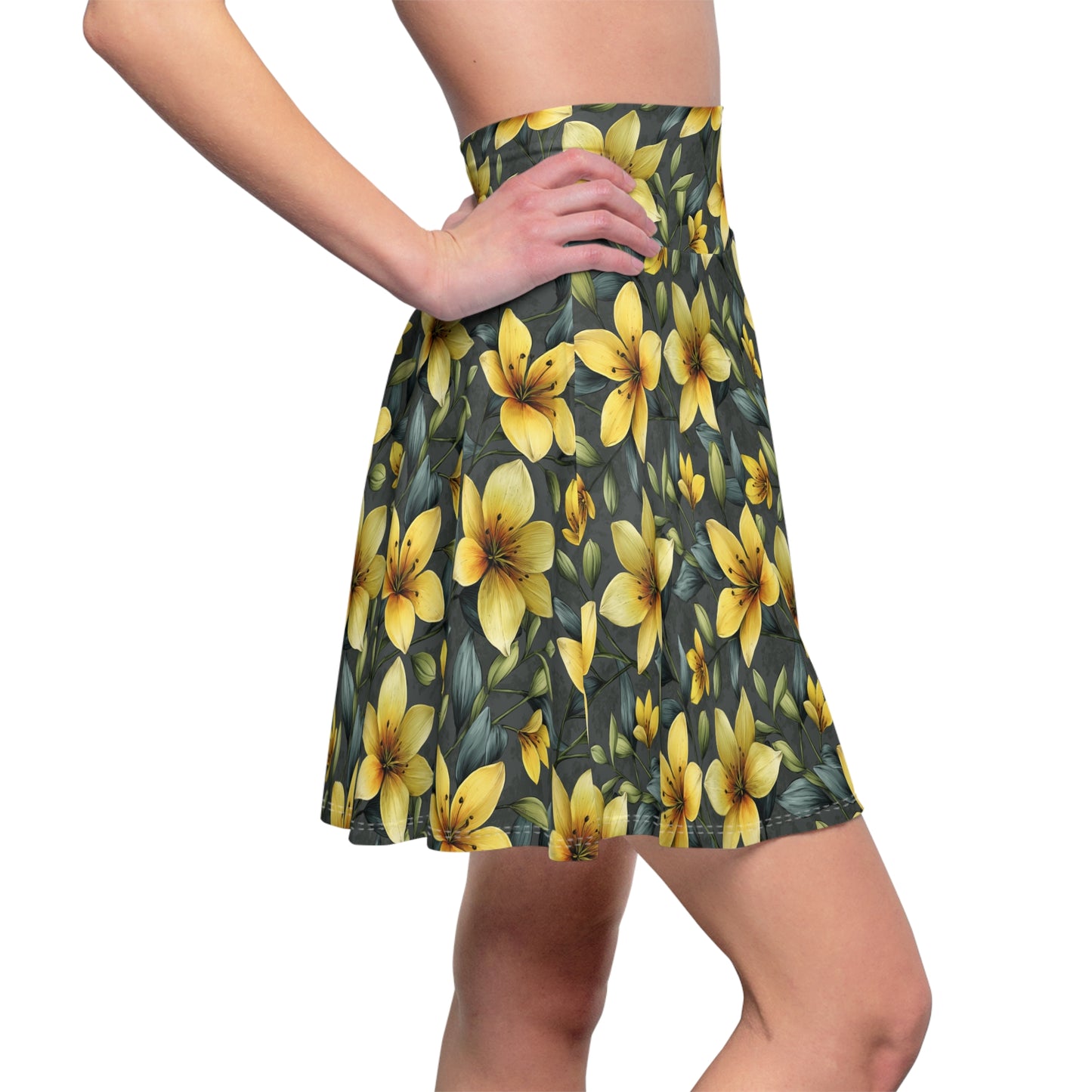 Golden Floral Skater Skirt