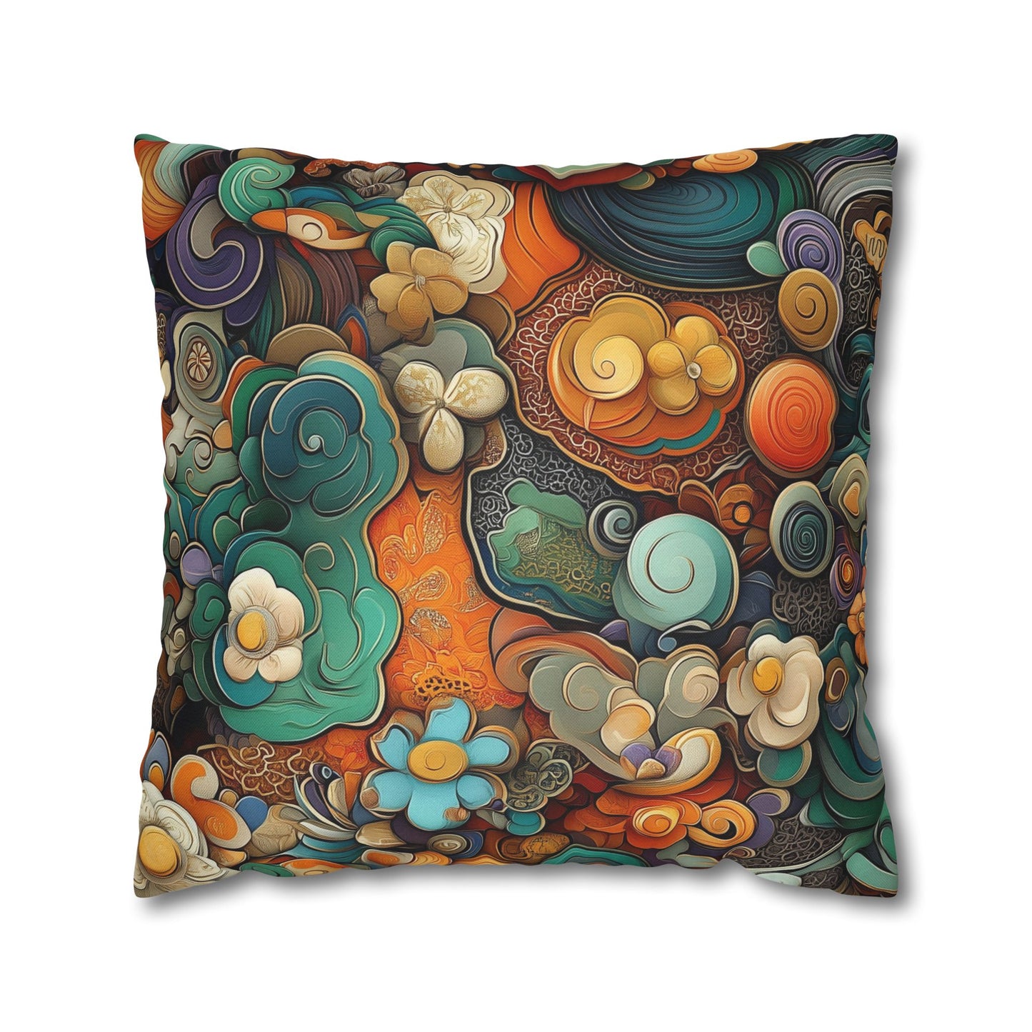 Psychedelic Swirls - Square Polyester Pillowcase