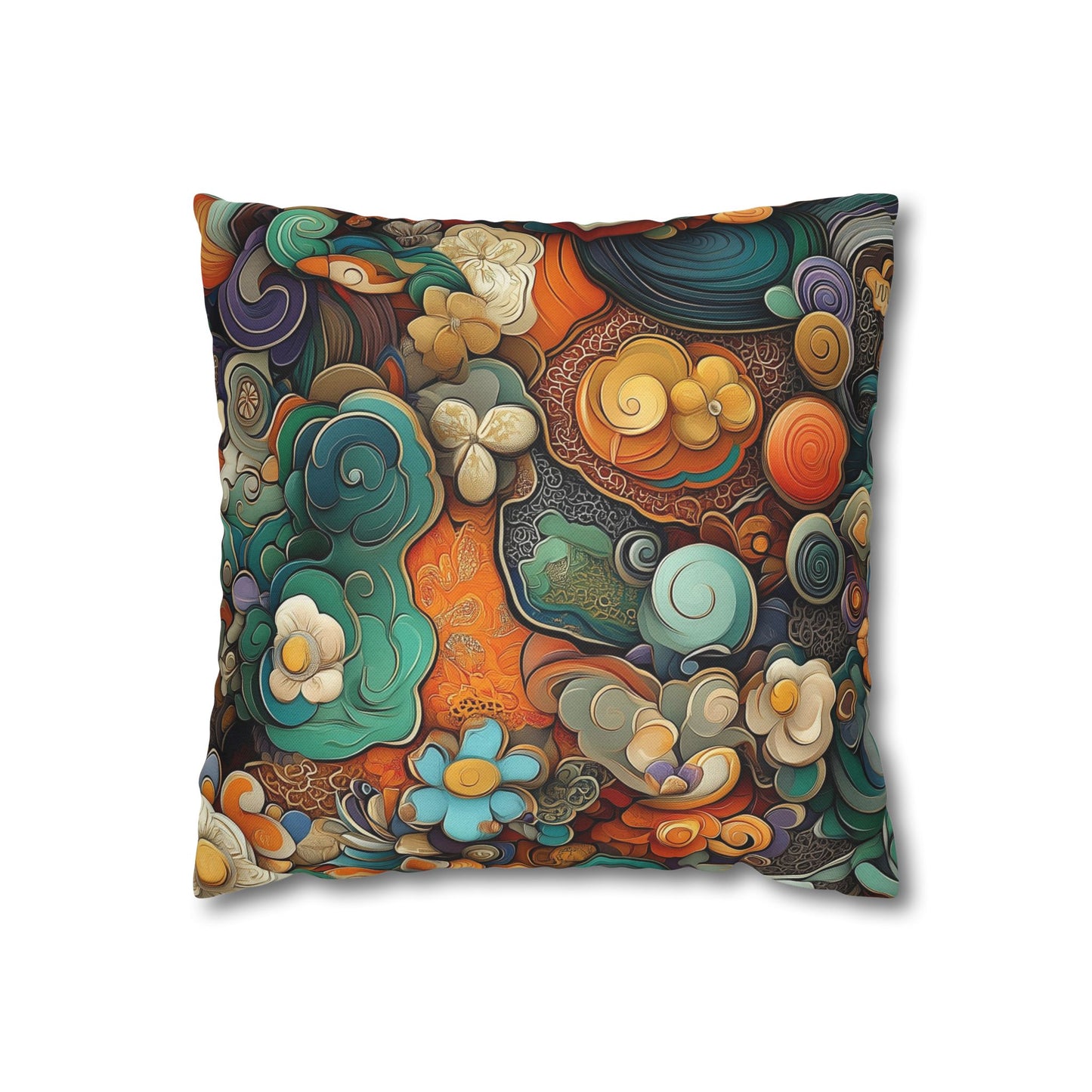 Psychedelic Swirls - Square Polyester Pillowcase